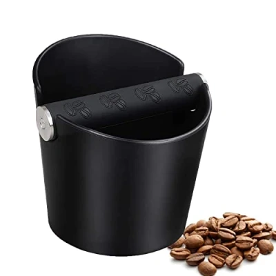 Immagine di Coffee Knock Box, Contenitore per Fondi di Caffè Scatola Resistente Agli Urti con Barra i Colpi in Metallo Rimovibile e Base Antiscivolo