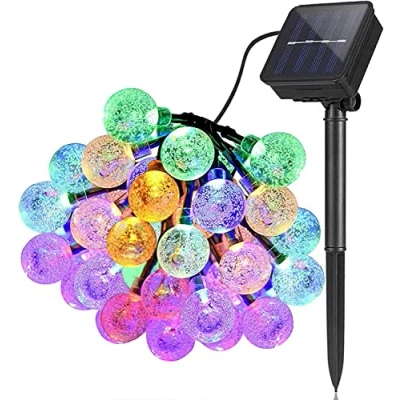 Immagine di FOREVER Catena di luci solari per esterni, resistente alle intemperie, 30 LED, 8 modalità, 6,5 m, lampada solare giardino, alberi, matrimoni, feste, Natale (multicolore)