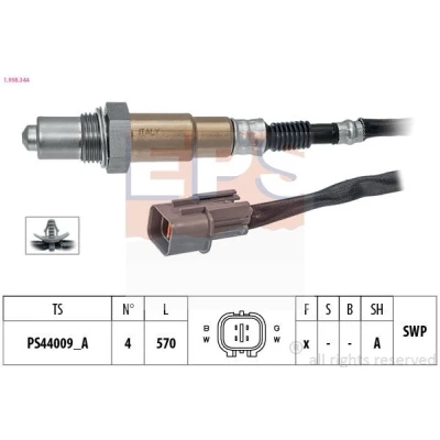 Immagine di EPS 1.998.344 Sonda lambda con materiale di fissaggio Made in Italy OE Equivalent riscaldato, planare, Filettatura prelubrificata