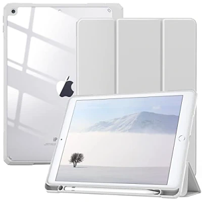 Immagine di TiMOVO Custodia Compatibile con Nuovo iPad 9a Gen 2021/iPad 8a 10.2&quot; 2020, Portapenne, Case Protezione Supporto, Proteggi Tablet Auto Sveglia/Sonno 7a 2019 Grigio Chiaro