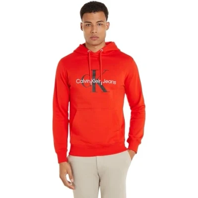 Immagine di Calvin Klein Jeans Uomo Felpa Seasonal Monologo Regular con Cappuccio, Rosso (Fiery Red), XXL