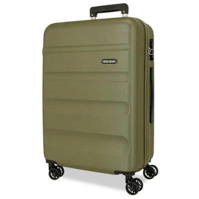 Immagine di ROLL ROAD Flex Valigia rigida realizzata in ABS, un materiale, chiusura a combinazione laterale 4 ruote doppie bagaglio mano, pratico interno con vano, Verde, Taglia unica, media