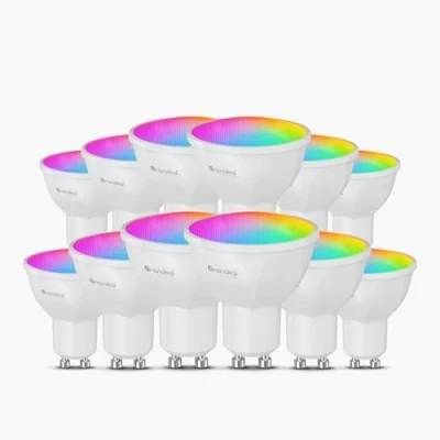 Immagine di Nanoleaf Matter Essentials 12 Lampadine Led GU10 RGBW Smart e Dimmerabile Luci 16M Colori, over Thread, Bluetooth, Funziona con Google Apple, Sincronia Musica Monitor, Casa Gaming