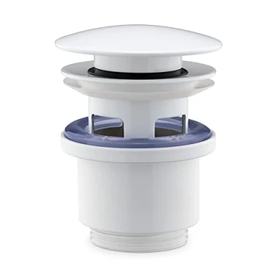 Immagine di Navaris Tappo Lavandino Bagno Universale Pop Up Saltarello Bidet Vasca Valvola di Scarico WC Piatto Doccia Piletta Click Clack RAL 9003