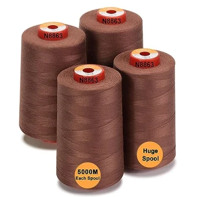Immagine di New brothread 28 Opzioni 4 Grandi Bobina di 5000M per tutti gli usi Filo da Cucito in Poliestere 40S/2 (Tex27) Cucito, Quilting, Patchwork, Serger e Overlock Cocoa