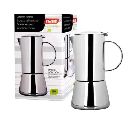 Immagine di IBILI Moka express Essential, 2 tazze, 100 ml, acciaio inossidabile, adatta per l’induzione