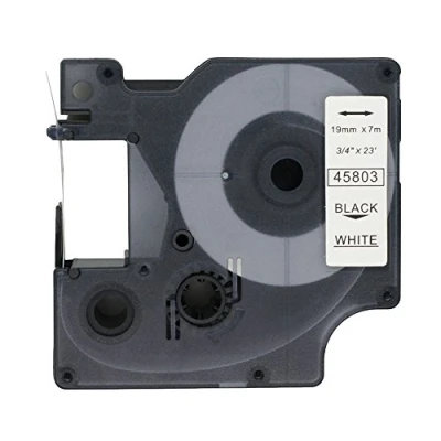 Immagine di BROVACS 1 confezione di nastro adesivo nero su bianco compatibile con DYMO D1 45803 19 mm 3/4&quot; OPA2303