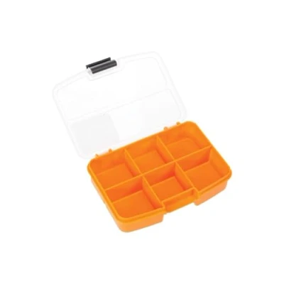 Immagine di Perel Custodia organizer, 6 scomparti fissi, coperchio trasparente, impilabile, 134 x 101 31 mm, giallo/nero