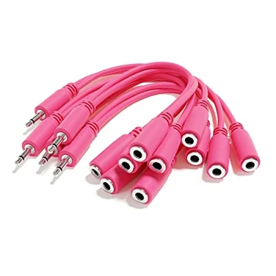 Immagine di ExcelValley 5 Pack Cavi Patch Mono Diviso Y TS 3,5mm 1/8&quot; Eurorack Synth Sintetizzatore [Rosa]