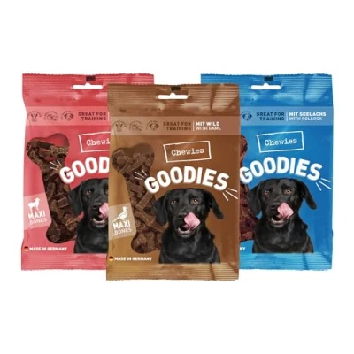 Immagine di Chewies cibo per cani, confezione 2, 3 sacchetti da 200 g di agnello, salmone
