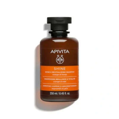 Immagine di Apivita Shine and Revitalizing Shampoo 250 ml naturale con arancia e miele favorisce la lucentezza rivitalizza Per tutti i tipi di capelli