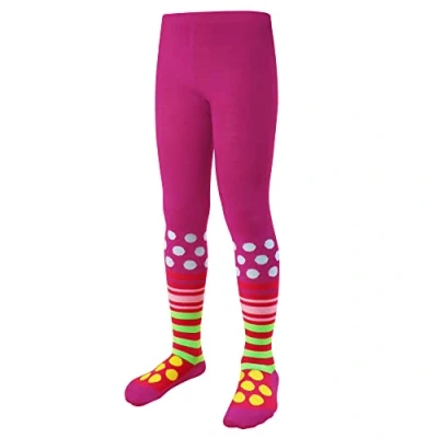 Immagine di L&amp;K II 1 paio di collant per ragazze cotone bambini opachi con pois e strisce motivi multicolore 2763, 2763C 1, 110 cm 116