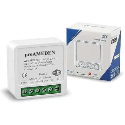 Immagine di proAMEDEN Interruttore intelligente WiFi 16A, MINI Smart Switch Wifi, Modulo interruttore, App Tuya/SmartLife, Compatibile con Alexa, Google Home (1)