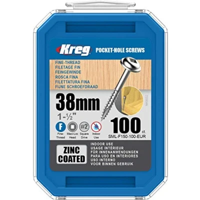 Immagine di Kreg 100 viti zincate 7 x 38 mm filettatura fine Maxi Loc quadrata