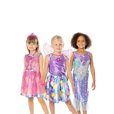 Immagine di Rubies Barbie Princess Box per ragazze, 3 set con gonne e top, diadema, gomma capelli adesivi, ufficiale Mattel compleanno, Natale, regali giochi, taglia unica