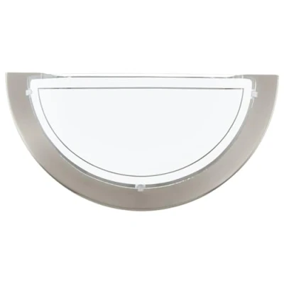 Immagine di Eglo Planet 1 Plafoniera da parete, illuminazione parete per interni in metallo e vetro, lampada soggiorno argento, bianco, corridoio semicircolare con attacco E27