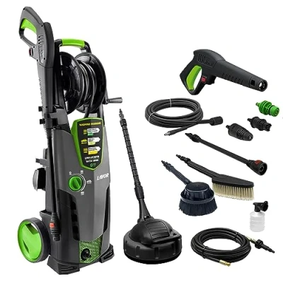Immagine di Lavor Rondella ad alta pressione STM 160 WPS con programmi di pulizia WPS, avvolgitubo, 2 spazzole, conduttore per terrazze, tubo scarico 6 m, bar max, portata 510 l/h 2500 Watt