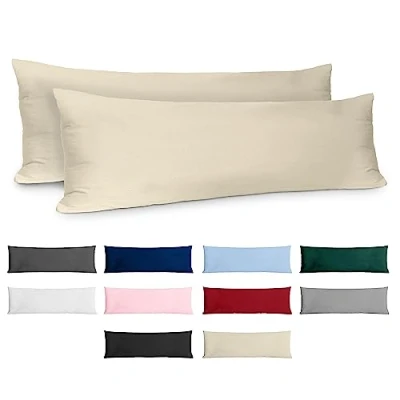 Immagine di Dreamzie Federe 40x145 Cotone Rinforzato (Set da 2) Beige Trama Fitta a 57 Fili/cm² Cuscini cm Cuscino Certificate Oeko Tex