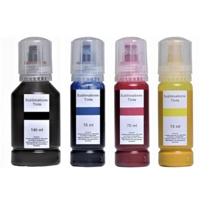 Immagine di 350 ml INCHIOSTRO SUBLIMAZIONE COMPATIBILE PER Epson SureColor SC F100, F500, F501 140 nero, 70 ciano, magenta, giallo
