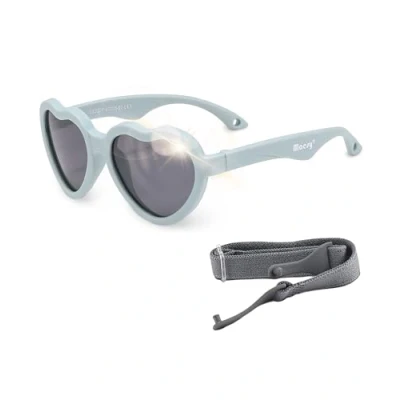 Immagine di Maesy Occhiali da sole per Bambini Maes 0 2 anni Flessibili Cinturino elastico regolabile Protezione polarizzata UV400 e bambine Cuore (Azzurro)