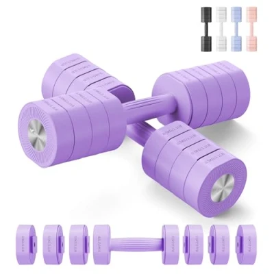 Immagine di Merach Manubri Regolabili,Set di 2 Palestra Casa,Pesi Casa 4 in 1,1 4KG Regolabili,Dumbbells per Allenamento della Forza,Fitness Uomini/Donne,Regalo,Viola