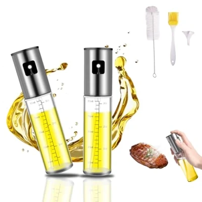 Immagine di XIKAYA Spruzzino olio Per friggitrice aria, Nebulizzatore olio, cucinare, Cuocere al forno, Insalate e grigliate(2 pezzi, acciaio inossidabile)