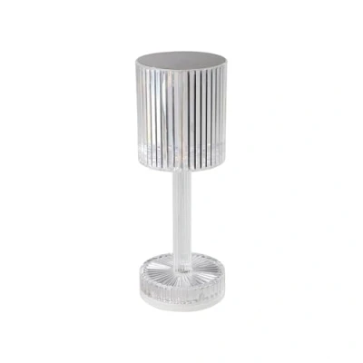 Immagine di EGLO Lucignano lampada da tavolo a LED batteria, in cristallo, senza fili, per interni, di cristallo con paralume, cambia colore RGB, plastica trasparente, funzione touch, ricarica USB