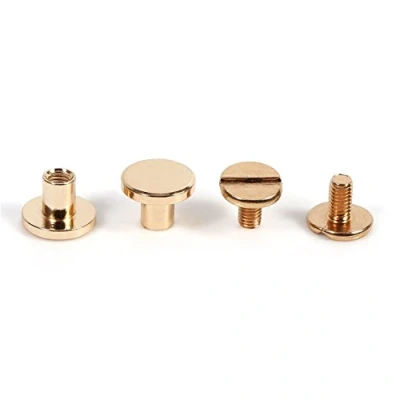 Immagine di 10 set di viti a bottone in ottone massiccio, rivetti ottone, per cintura pelle fai da te, oro (5/6,5/8 mm)