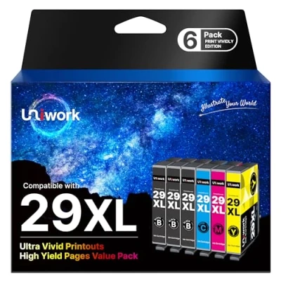 Immagine di Uniwork 29XL Compatibili per Cartucce Epson 29 XL Expression XP 342 245 442 255 345 445 235 432 435 247 257 332 335 (3 Nero,1 Ciano,1 Magenta,1 Giallo)