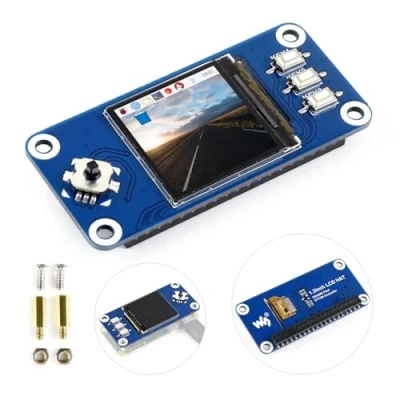 Immagine di Waveshare Raspberry Pi 1.3inch IPS LCD Display HAT, 240x240 Pixels with embedded controller, communicating via SPI interface