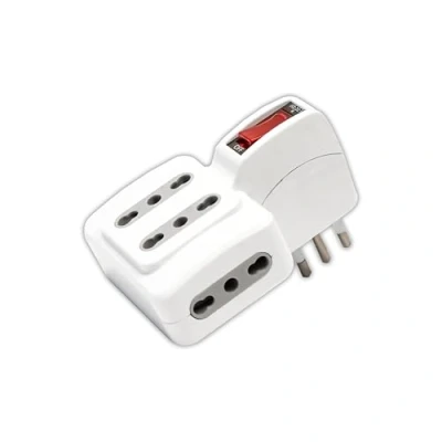 Immagine di V TAC Adattatore Tripla Presa Elettrica 4 Posti con Interruttore Salvaspazio 2 Prese Laterali 10/16A Bipasso e FrontalI Multipresa per Casa, Ufficio,Spina 10A Bianco