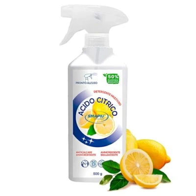 Immagine di Acido Citrico Smapiù Multiuso Disincrostante e Anticalcare, Formulazione Concentrata 500ml al Profumo di Limone per Pulizia Efficace su Tutte le Superfici (1)