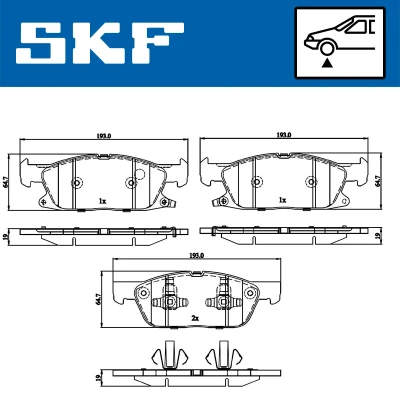 Immagine di SKF VKBP 80433 A Kit pastiglie freno con segnalatore acustico usura FORD: S Max Mk2, Galaxy Mk3 MPV, FORD USA: Edge Mk2