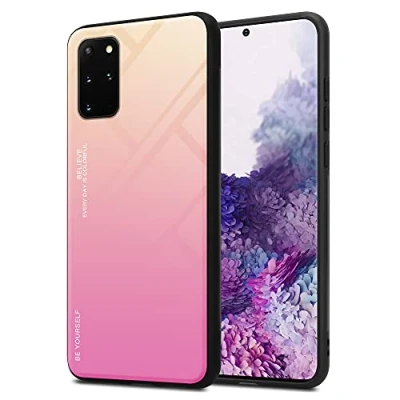 Immagine di Cadorabo Custodia compatibile con Samsung Galaxy S20 PLUS in GIALLO ROSA Coperchio protettivo bicolore silicone TPU e retro vetro temperato
