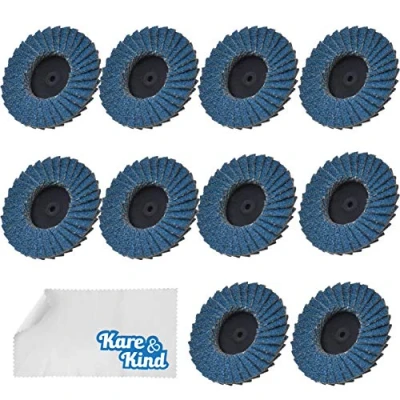 Immagine di Kare &amp; Kind 10 Dischi Lamellari a Cambio Rapido Grana 80 con Angolo 2 Pollici Materiale in Ossido di Alluminio e Zirconia ad Alta Resistenza per Levigatura, Molatura, Miscelazione Finitura