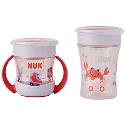 Immagine di NUK Magic Cup &amp; Mini Set di bicchieri per imparare a bere, prova perdite, con bordo 360, 6 mesi, perdite e senza BPA, 160 ml 230 ml, blu