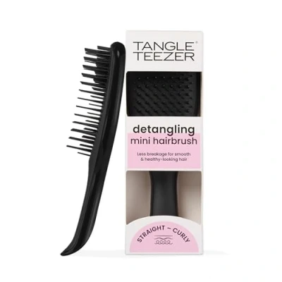 Immagine di Tangle Teezer Mini The Ultimate Spazzola districante delicata sui capelli bagnati, denti a due livelli e impugnatura comoda, ideale per bambini viaggi, riduce nodi rotture, colore nero