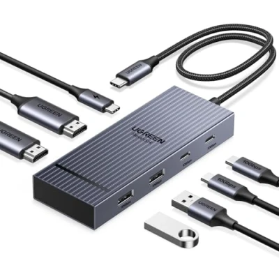 Immagine di UGREEN Revodok Pro 207 10Gbps Hub USB C Doppia HDMI 4K 60Hz PD 100W Adattatore a 3.2 Docking Station 7 In 1 Compatibile con MacBook Air M3 M2 M1 Surface