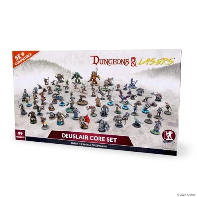 Immagine di Dungeons &amp; Lasers Deuslair Set di miniature Core DND, 99 modelli con basi sceniche, 5E, compatibili giochi ruolo da tavolo e D&amp;D, non verniciati smontati, per bambini dai 14 anni in su