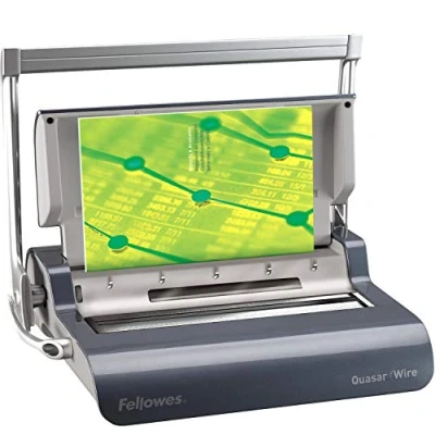 Immagine di Fellowes Rilegatrice Spirale a Dorsi Metallici Quasar Wire, Pettine Manuale, 34 Fori, Rilegatura fino 130 fogli, Perforazione 15 con Misuratore dei e Guida Margine