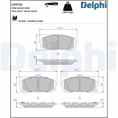 Immagine di DELPHI LP3732 Kit pastiglie freno con segnalatore acustico usura lamierino anticigolío senza accessori