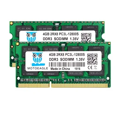 Immagine di PC3L 12800S 8GB Kit (2x4GB) DDR3L 1600 SODIMM RAM, 4GB DDR3 1600MHz 2Rx8 PC3 Non ECC 1.35V CL11 204 Pin Memoria Laptop