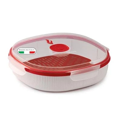Immagine di Snips Vaporiera per microonde 2 LT Colore Bianco Linea Tempozero 24,5 x 7 cm BPA Free Made in Italy
