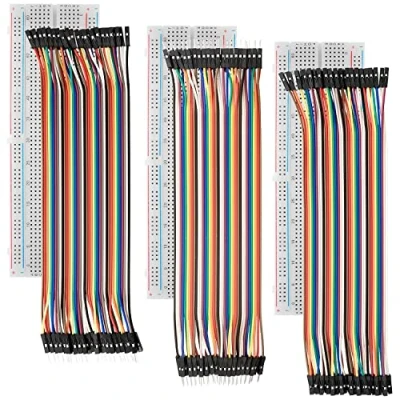 Immagine di AZDelivery Breadboard Kit Jumper Wire Cavetti + 3 x MB102 830 compatibile con Arduino incluso un E Book!