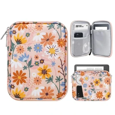 Immagine di TiMOVO 6 7 Pollici Custodia per Tablet Nuovo Kindle Paperwhite E Colorsoft Signature Edition, Protettiva con Tasca Reader/Kindle Oasis, Fiore Giallo