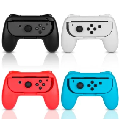 Immagine di JoyHood Impugnature per Nintendo Switch, Manico del Controller Ergonomico Compatibile Con Joy e Modello Switch OLED 2021 (Confezione da 4)(Rosso Blu Nero Bianco)