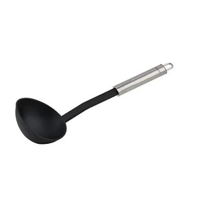 Immagine di Fackelmann mestolo 30 cm manico ovale pratico in plastica con ergonomico acciaio inox, utensile da cucina per cucinare (colore: Argento/Nero), quantità: 1 pezzo