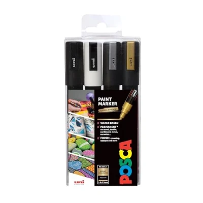 Immagine di Posca 153544852 Set Marcatore a Tempera Base d&#039;Acqua, 2.5 mm, 4 Pezzi