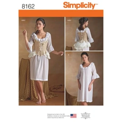 Immagine di Simplicity Simplcity Modello 8162 Indumenti Intimi da Donna del XVIII secolo, Carta, Bianco, Carpet Uni Violet Size: Ø120cm Round