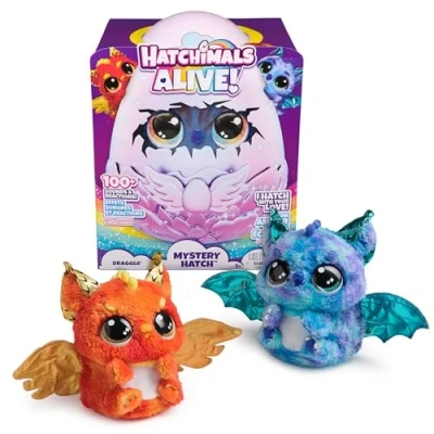 Immagine di HATCHIMALS Alive, Uovo Mystery Hatch Draggle, peluche interattivo a sorpresa Effetti speciali Nebbia, luci e suoni (i modelli possono variare), giocattoli per bambini bambine